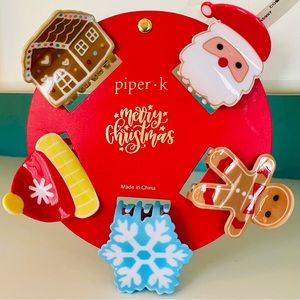 Piper K Christmas Hair Clips NWT Santa Gingerbread Snowflake Snow Hat TikTok